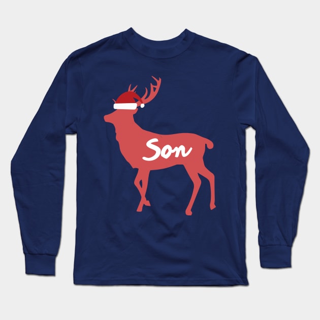 Son Boy Reindeer Family Group Christmas Eve Matching Long Sleeve T-Shirt by Freid